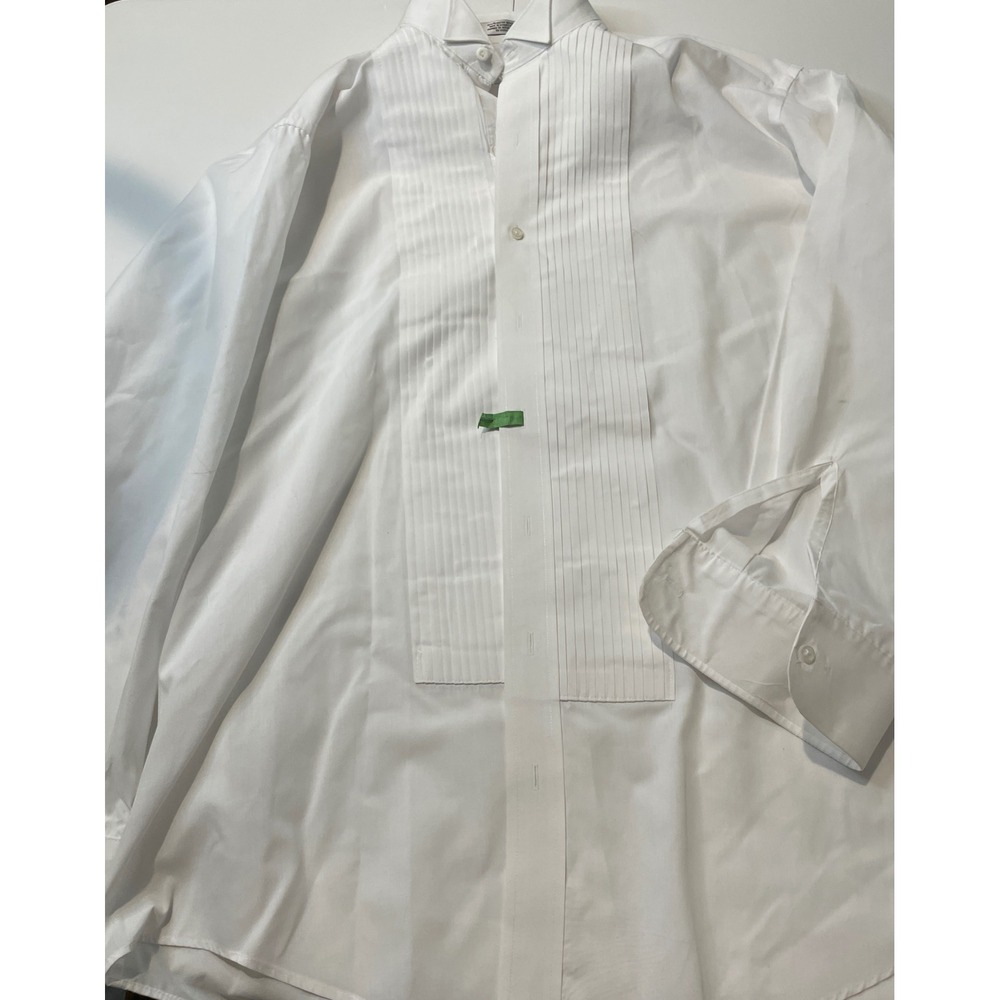 Neil Allyn Mens White Wing Tip Collar Pleated Bib Tuxedo Shirt XL 34/35 Formal